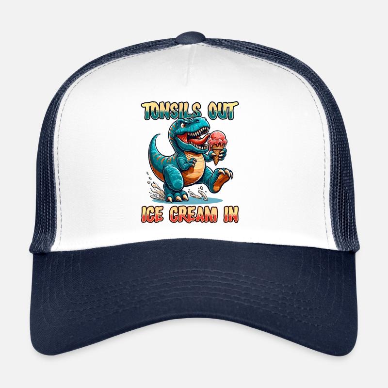 Tonsils Out Ice Cream In Dino Tonsillectomy Tonsil - Trucker Cap - Weiß/Navy