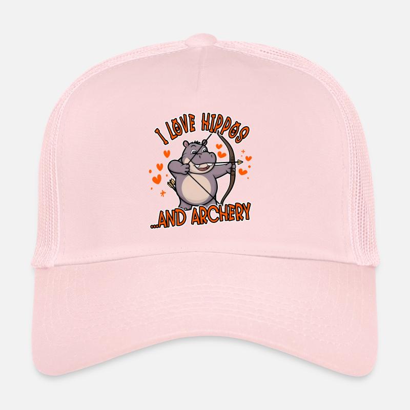 I Love Hippos and Archery Funny Trucker Cap
