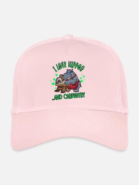 Ich liebe Nilpferde und Tischlerarbeiten - Trucker Cap - Hellrosa - Vorne