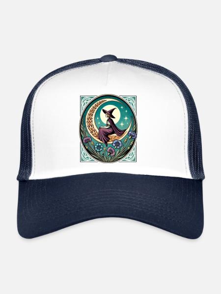 Lune sorcière - Casquette trucker  - blanc/marine - Devant