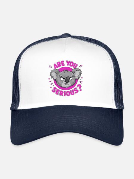 Are You Serious? Grumpy Koala Funny Bear - Trucker Cap - white/navy - Front