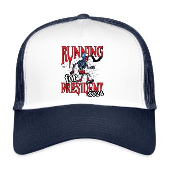 Funny Halloween Running For President Skeleton - Trucker Cap - white/navy - Front