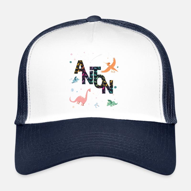 ANTON - Beau prénom de garçon avec dinosaure Casquette trucker 