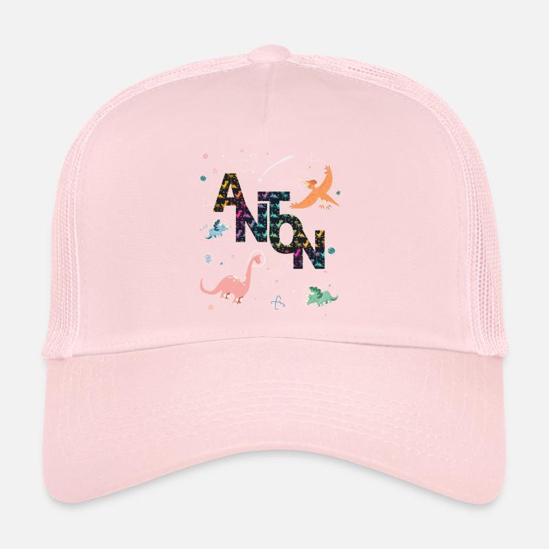 ANTON - Beau prénom de garçon avec dinosaure Casquette trucker 