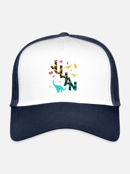 JULIAN - Beautiful boy name with dinosaur - Trucker Cap - white/navy - Front