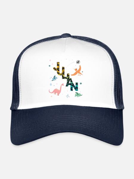 JULIAN - Beautiful boy name with dinosaur - Trucker Cap - white/navy - Front