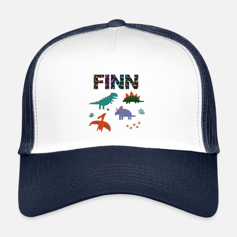 FINN - Beautiful boy name with dinosaur Trucker Cap