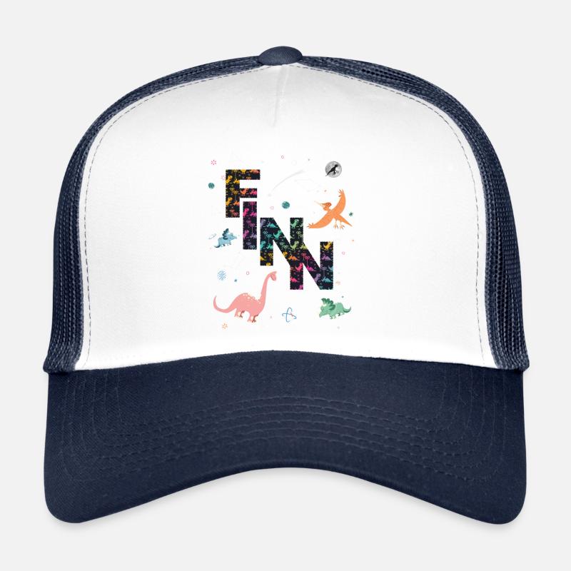 FINN - Beautiful boy name with dinosaur Trucker Cap