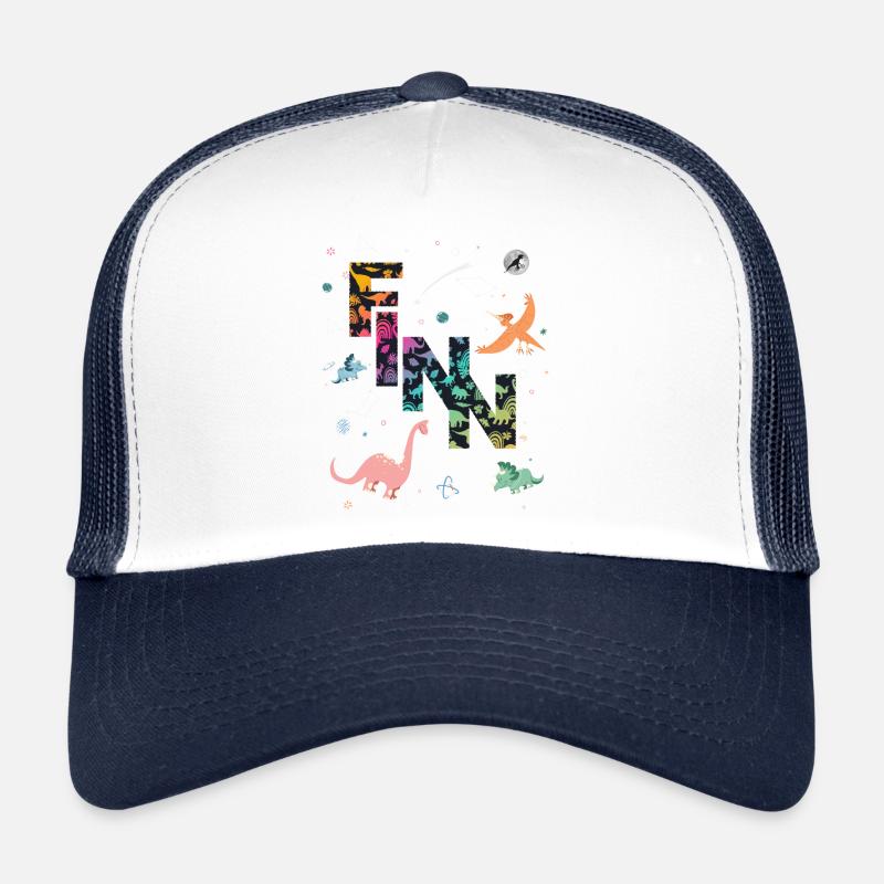 FINN - Beautiful boy name with dinosaur Trucker Cap