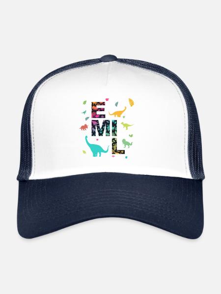 EMIL - Beautiful boy name with dinosaur - Trucker Cap - white/navy - Front