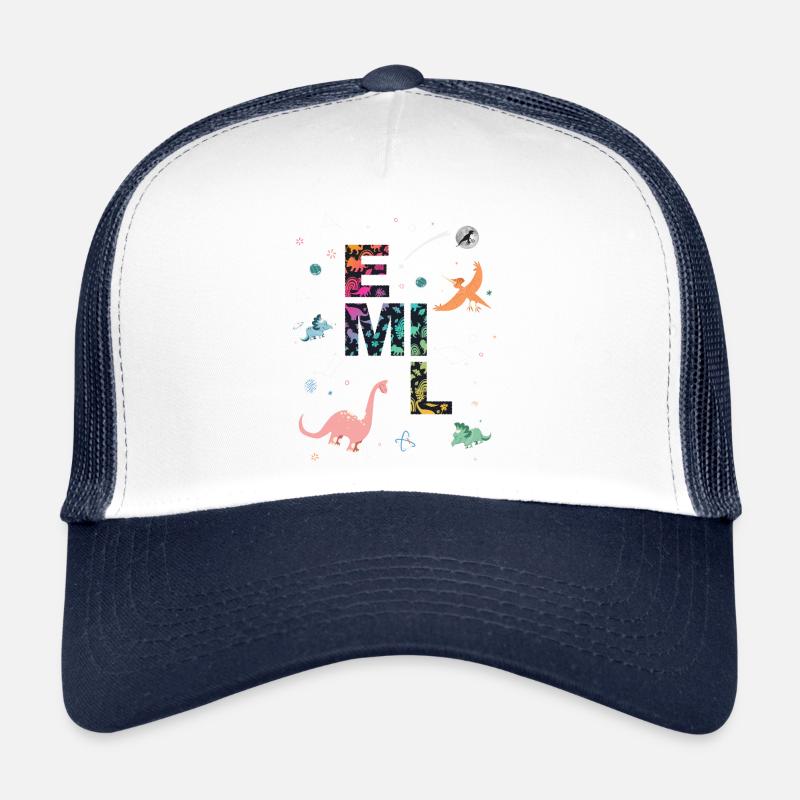 EMIL - Beautiful boy name with dinosaur Trucker Cap