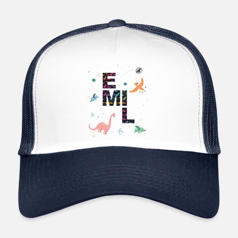 EMIL - Beautiful boy name with dinosaur Trucker Cap