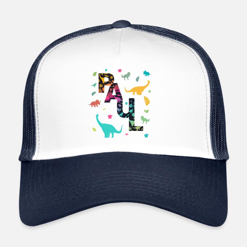 PAUL - Beautiful boy name with dinosaur Trucker Cap