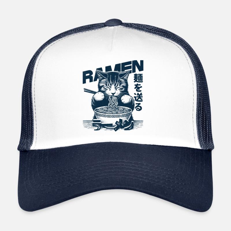 Ramen Cat - Trucker Cap - white/navy
