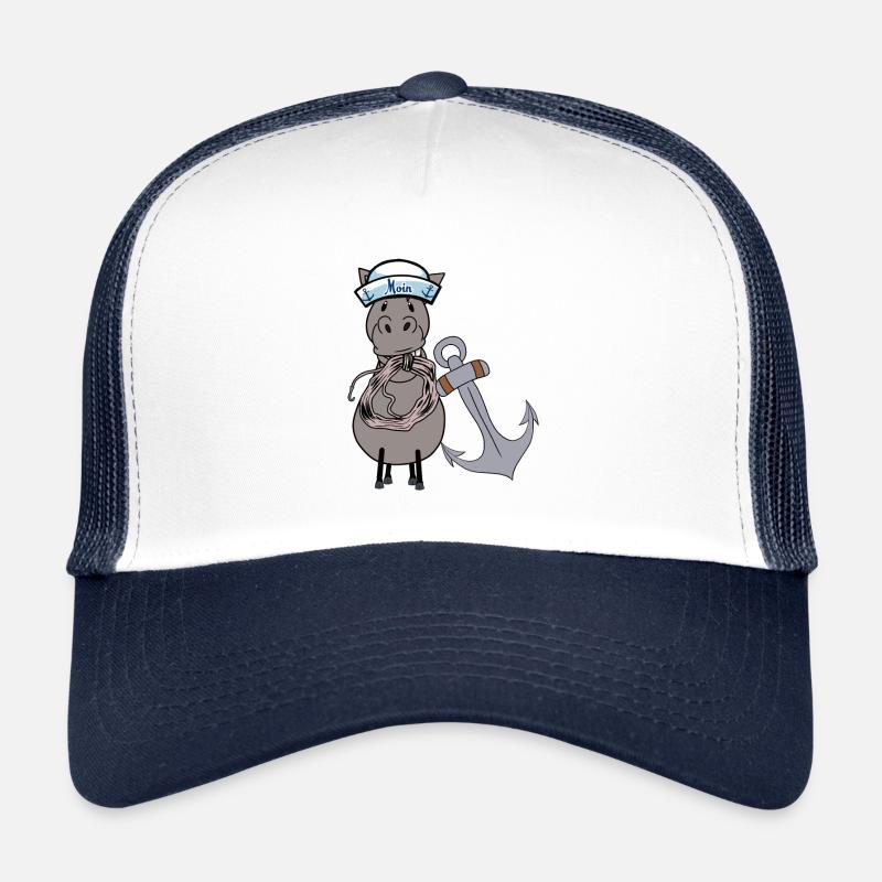 maritim Seepferd Pferd Matrose Seemann Moin Kind - Trucker Cap - Weiß/Navy