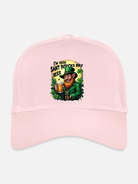 St. Patrick`s Day Beer Leprechaun Kobold Bier - Trucker Cap - pale pink - Front