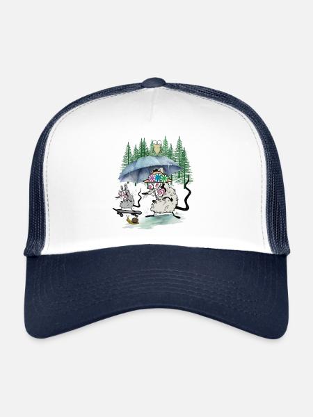 Leisure Mouse Mice Rat Rats Fanilie Skater - Trucker Cap - white/navy - Front
