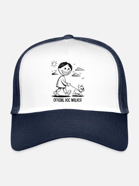 Bouledogue français Chien de compagnie Amoureux des animaux - Casquette trucker  - blanc/marine - Devant