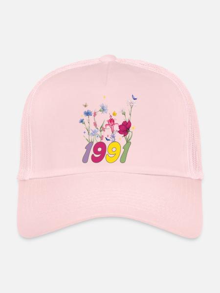 Year of birth 1991 wildflowers - Trucker Cap - pale pink - Front