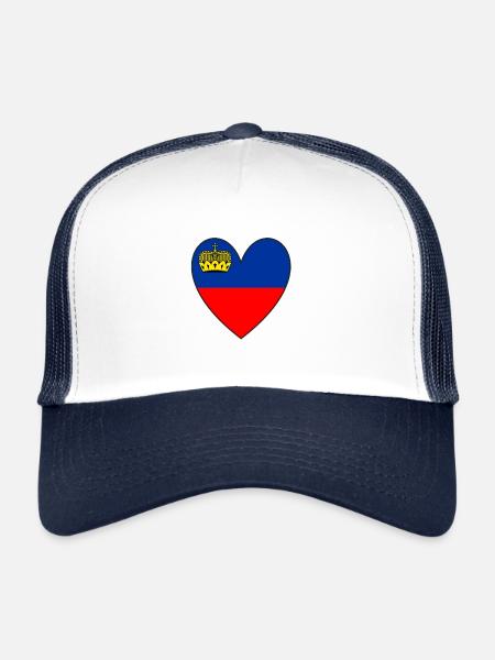 Liechtenstein Drapeau Coeur Vacances Voyage - Casquette trucker  - blanc/marine - Devant