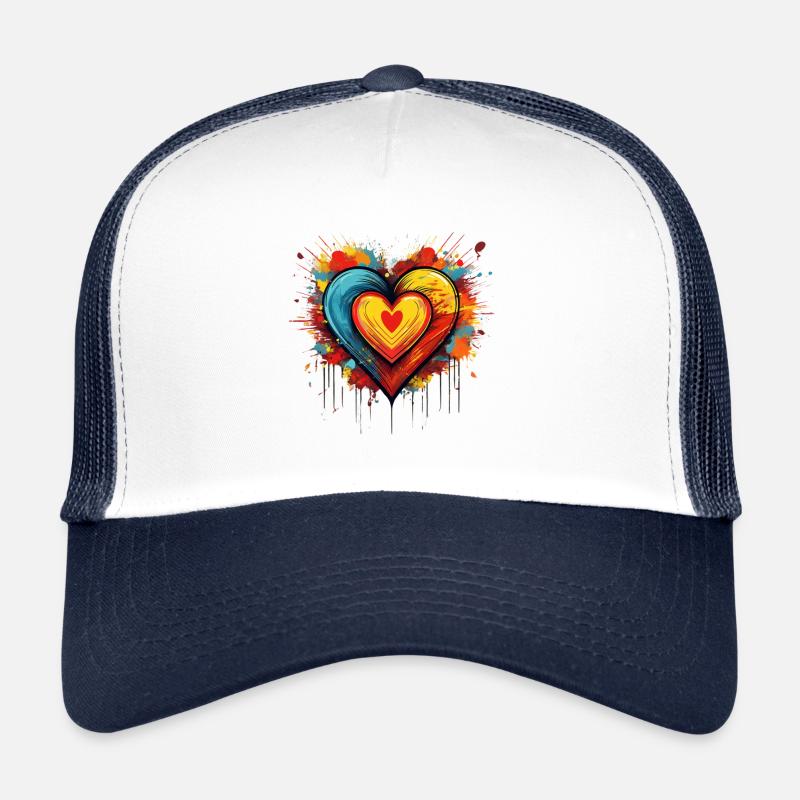 Colourful Heart Explosion – Bold Pop Art Design Trucker Cap