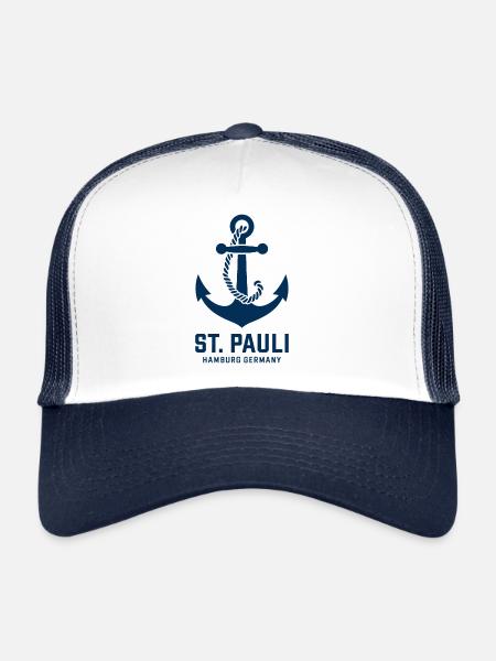 St. Pauli Hamburg Anker Reeperbahn - Casquette trucker  - blanc/marine - Devant