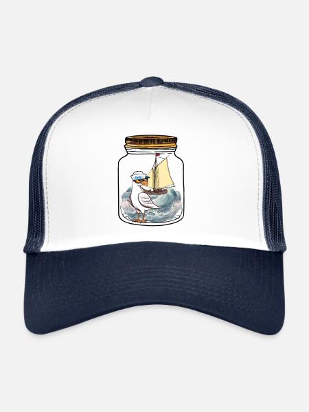 Marin Seagull voilier Ahoy - Casquette trucker  - blanc/marine - Devant