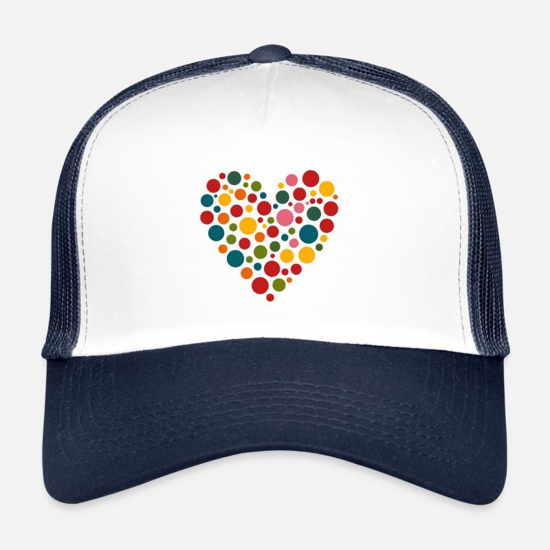 Buntes Herz Punkte Aufnäher Kinder fleckig - Trucker Cap - Weiß/Navy