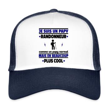 Je suis un papy randonneur plus cool, cadeau noël - Casquette trucker  - blanc/marine - Devant