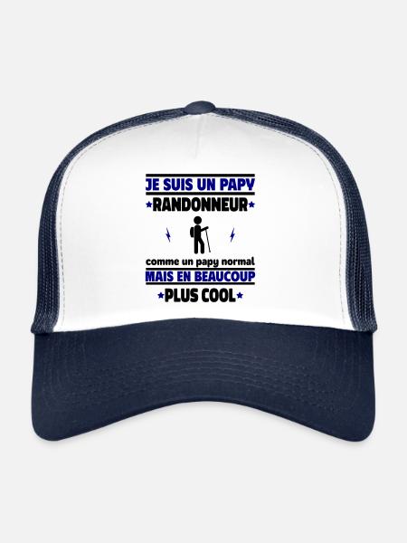 Je suis un papy randonneur plus cool, cadeau noël - Casquette trucker  - blanc/marine - Devant