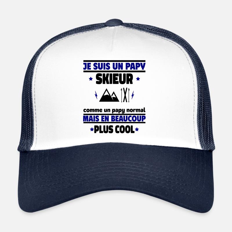 Je suis un papy skieur plus cool, cadeau noël - Casquette trucker  - blanc/marine