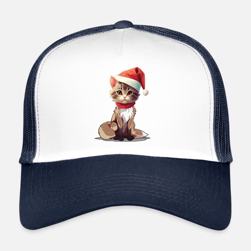 Père Noël Chat Chats Père Noël - Casquette trucker  - blanc/marine