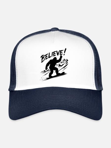 Sasquatch Bigfoot Snowboard Snowboarder - Trucker Cap - Weiß/Navy - Vorne