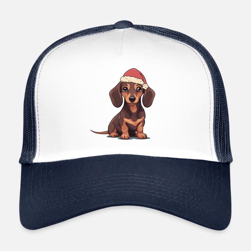 Père Noël Chien Teckel Noël Casquette trucker 