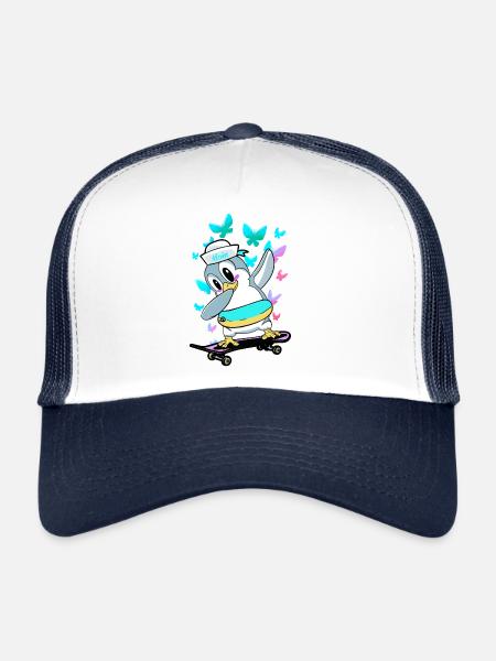 Penguin Child Kids Baby Toddler - Trucker Cap - white/navy - Front