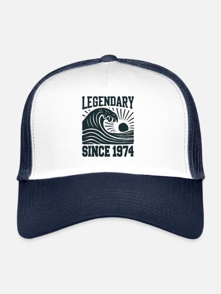 Legendary since 1974 Birthday Wave - Trucker Cap - white/navy - Front