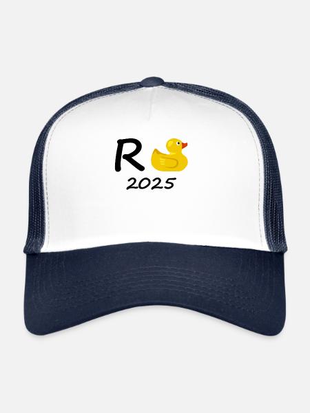 Canard Pension 2025 Pension Retraite Grand-père Mamie Retraité - Casquette trucker  - blanc/marine - Devant