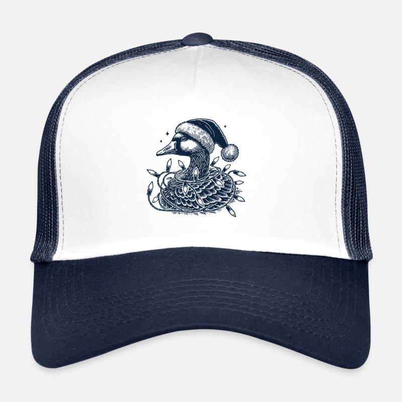 Christmas goose clumsy with fairy lights Trucker Cap