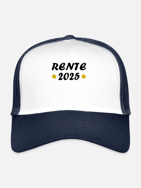 Pension 2025 Cadeau Pension 2025 Retraite Grand-père Grand-mère - Casquette trucker  - blanc/marine - Devant