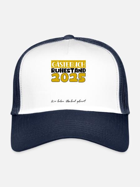 Pension 2025 Livre d’or Pension Retraite Mamie Papy - Casquette trucker  - blanc/marine - Devant
