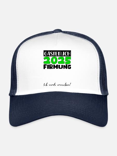 Confirmation 2025 Guestbook Gift Girl Boys - Trucker Cap - white/navy - Front