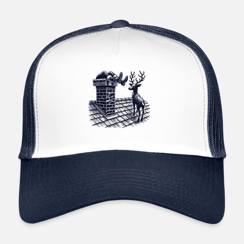 Scène d’humour de cheminée de Noël drôle Casquette trucker 