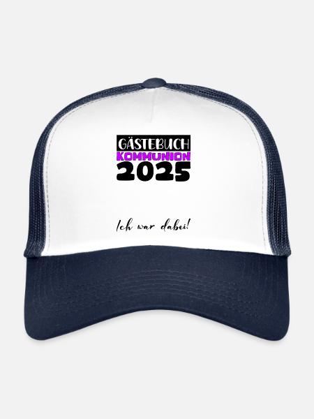 Communion 2025 Guest Book Gift Girls Boys - Trucker Cap - white/navy - Front