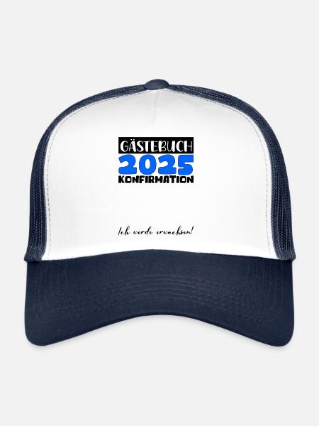 Confirmation 2025 Guest Book Decoration Girls Boys - Trucker Cap - white/navy - Front