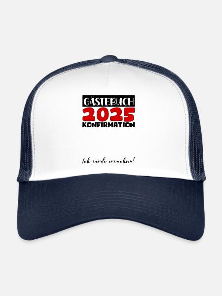 Confirmation 2025 Guestbook Decoration Girls Boys - Trucker Cap - white/navy - Front