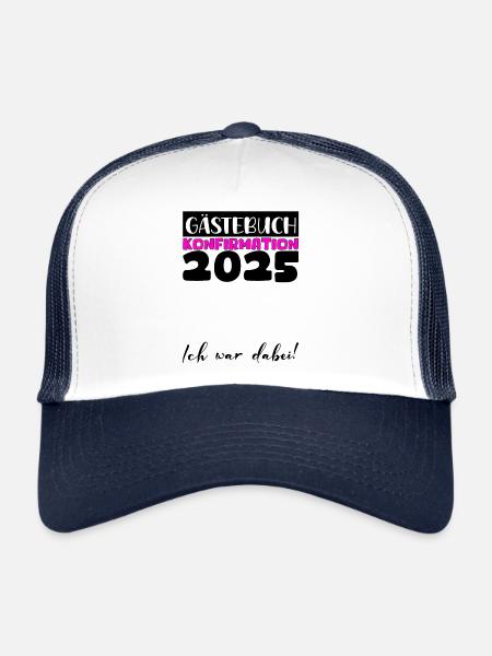 Confirmation 2025 Guest Book Decoration Girls Boys - Trucker Cap - white/navy - Front
