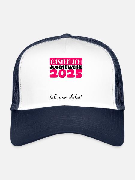 Jugendweihe 2025 Livre d’or Cadeau Filles Garçons - Casquette trucker  - blanc/marine - Devant