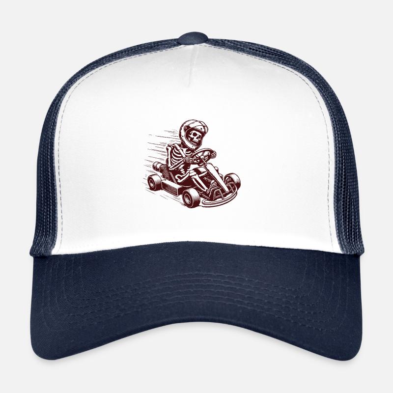 Rétro Skeleton Go-Kart Driver Course Adventure Casquette trucker 