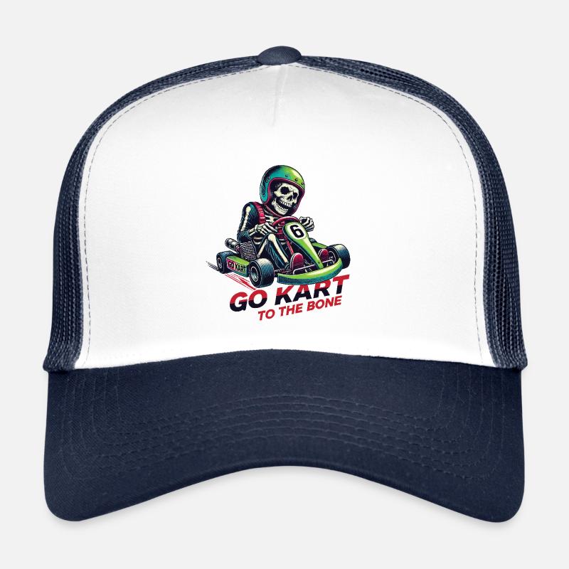 Kart Squelette - Casquette trucker  - blanc/marine
