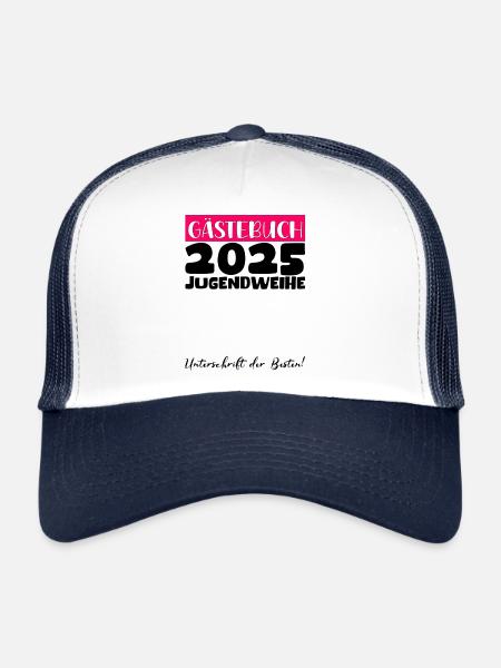 Jugendweihe 2025 Livre d’or Cadeau Filles Garçons - Casquette trucker  - blanc/marine - Devant
